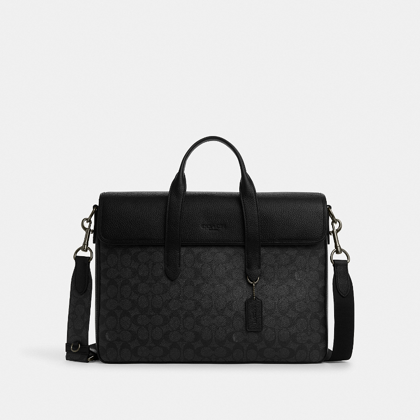 Coach CZ402 Sullivan Portfolio Brief (QBMI5) กระเป๋าใส่เอกสารผู้ชาย สี Qb/Charcoal/Black