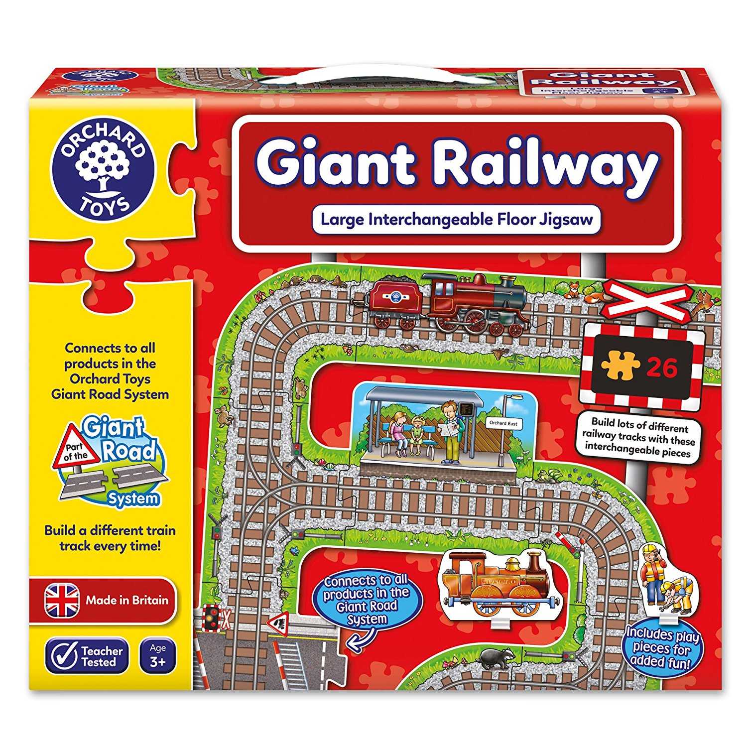ORCHARD TOYS, Giant Railway Jigsaw จิ๊กซอว์รางรถไฟ สำหรับ 3 ปี+ ลิขสิทธิ์แท้ นำเข้าจากอังกฤษ