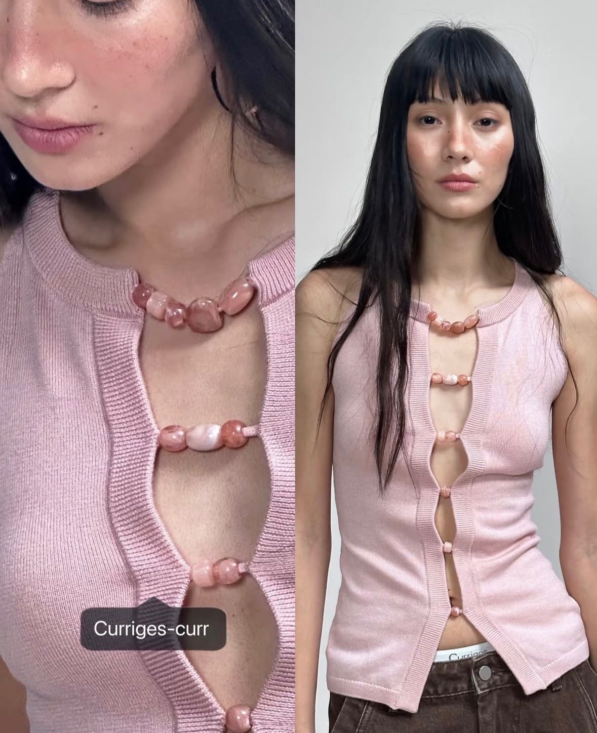 Pink curriges top
