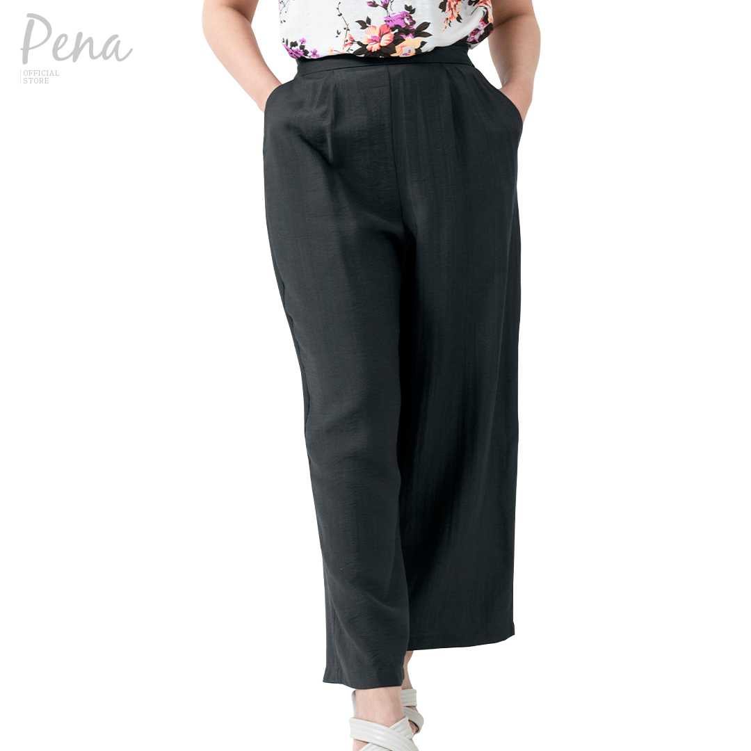 Pena house กางเกงขายาว ทรงขากระบอกใหญ่ สีพื้น POPL012502