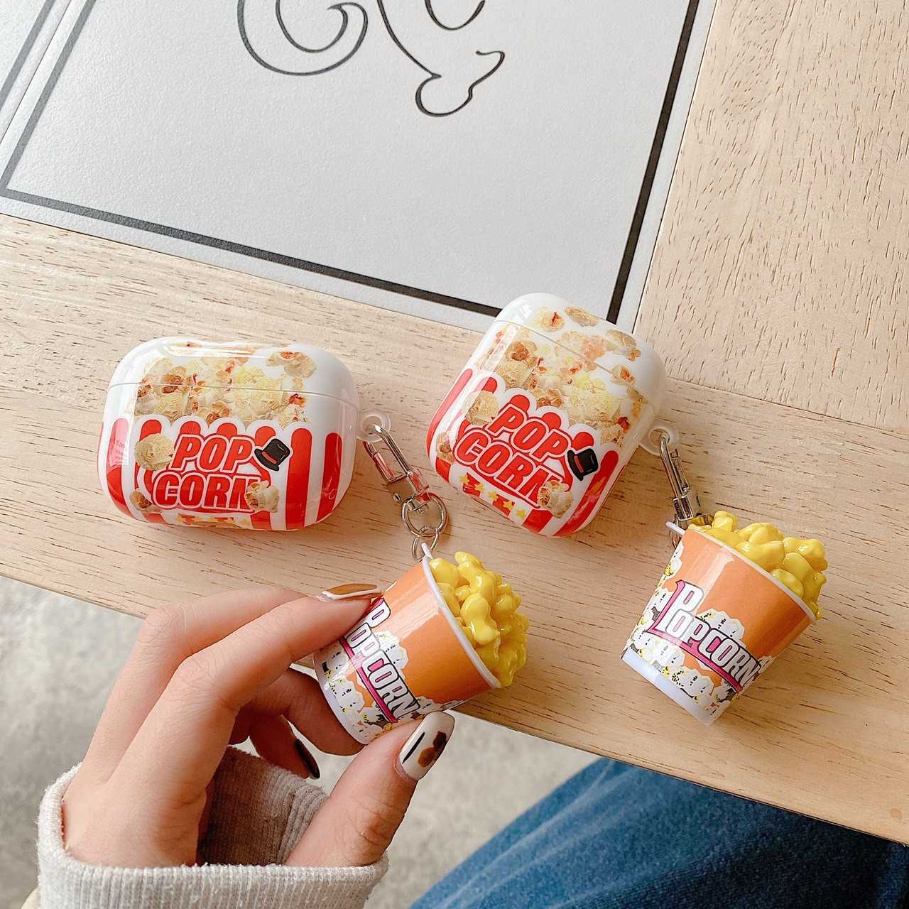 ♥ เคส Airpods : POPCORN ยางลายป็อปคอร์น + พวงกุญแจป๊อปคอร์น