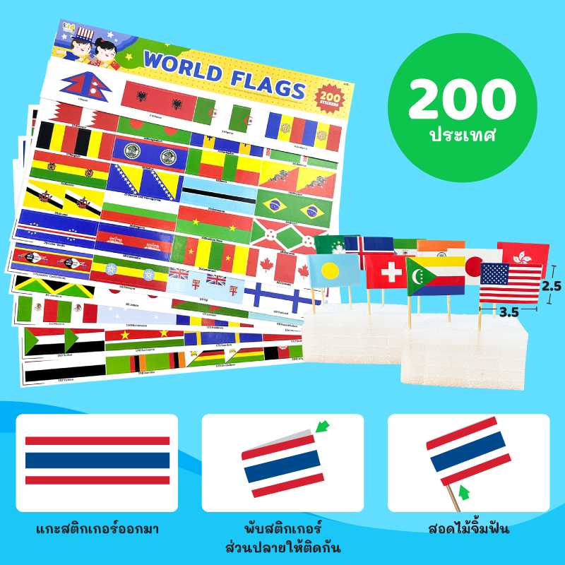 สติกเกอร์ธงชาติ (World Flags Sticker)