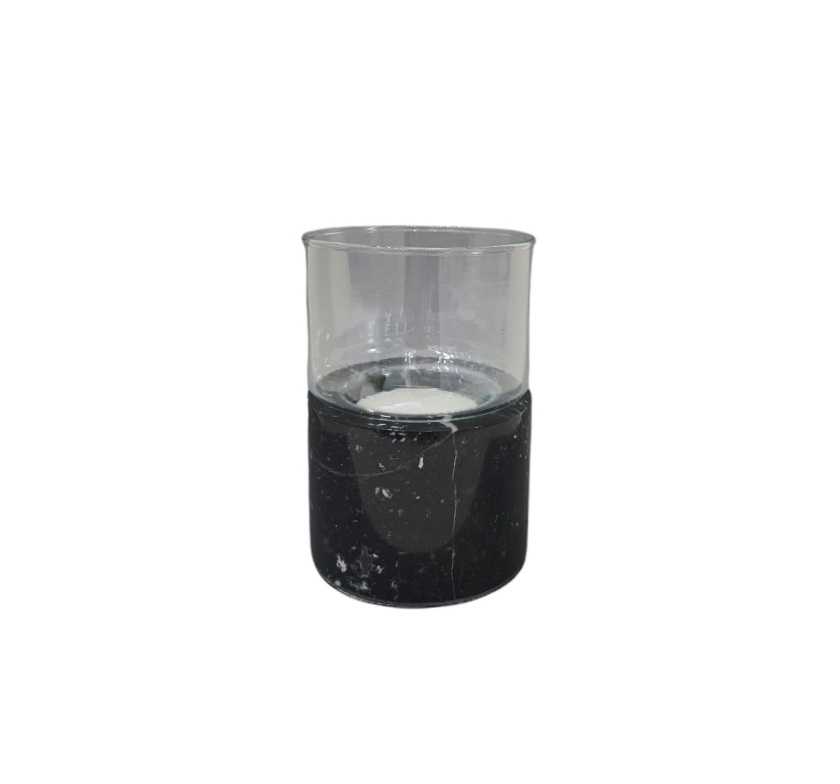 Candle holder, Marble, Black, S