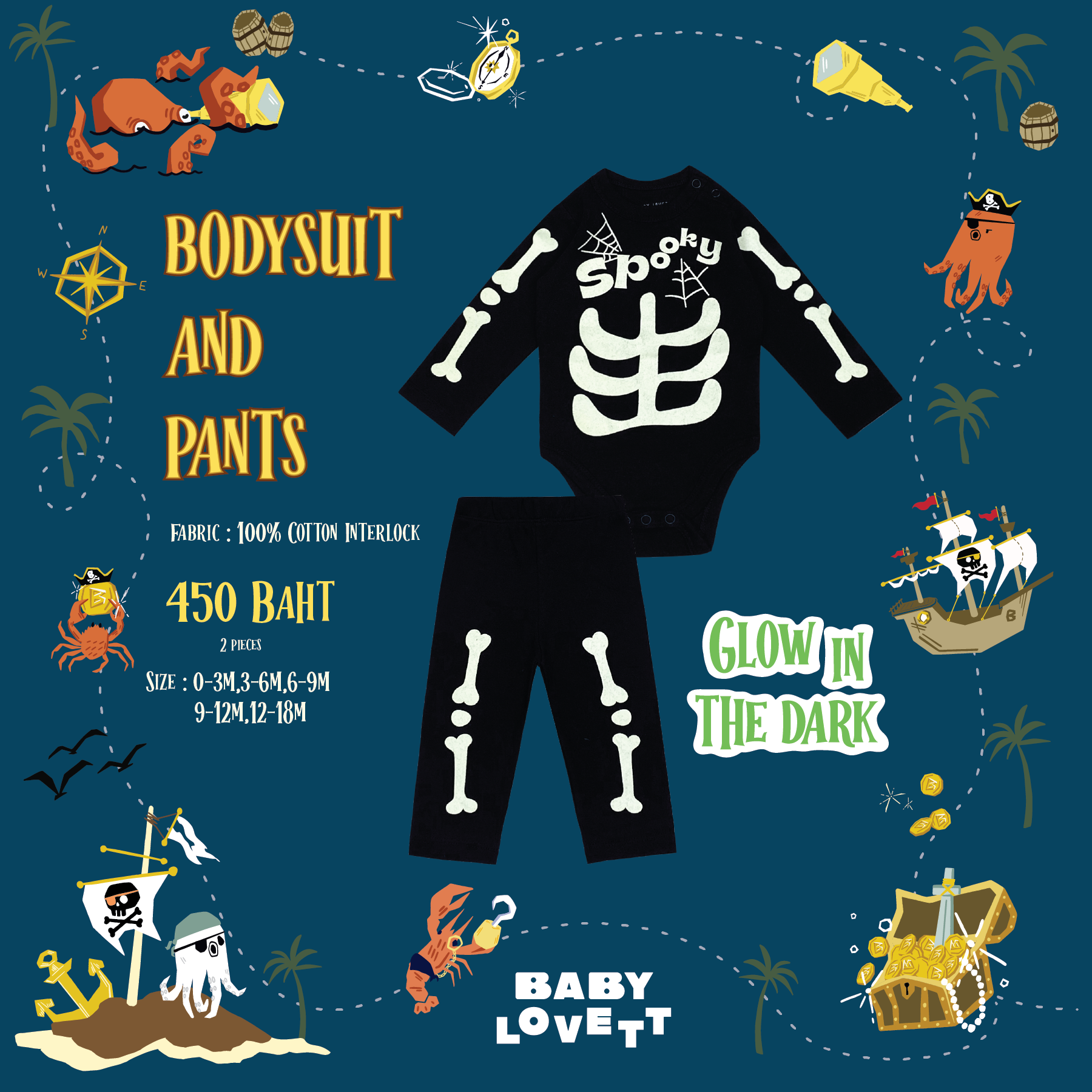 22 ชุดโจรสลัด Pirate Halloween - Bodysuit and Pants