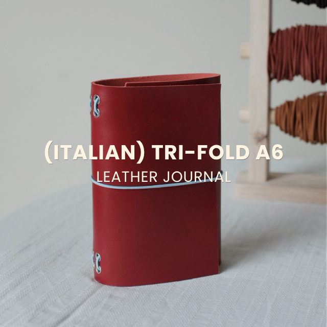 [Italian] Tri-Fold Leather Journal A6: ปกสมุดหนังอิตาลีแบบสามทบ
