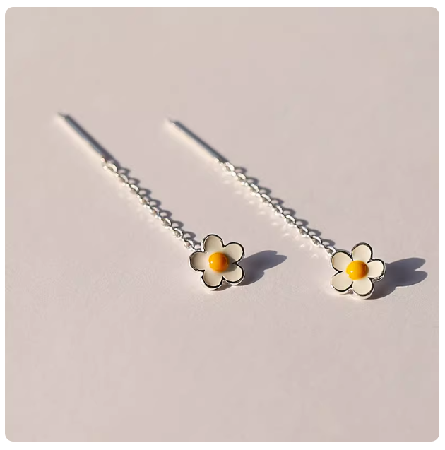 ต่างหูระย้า ต่างหูดอกไม้ไข่ดาว ต่างหูเงินแท้ minimal #fashionlovershop