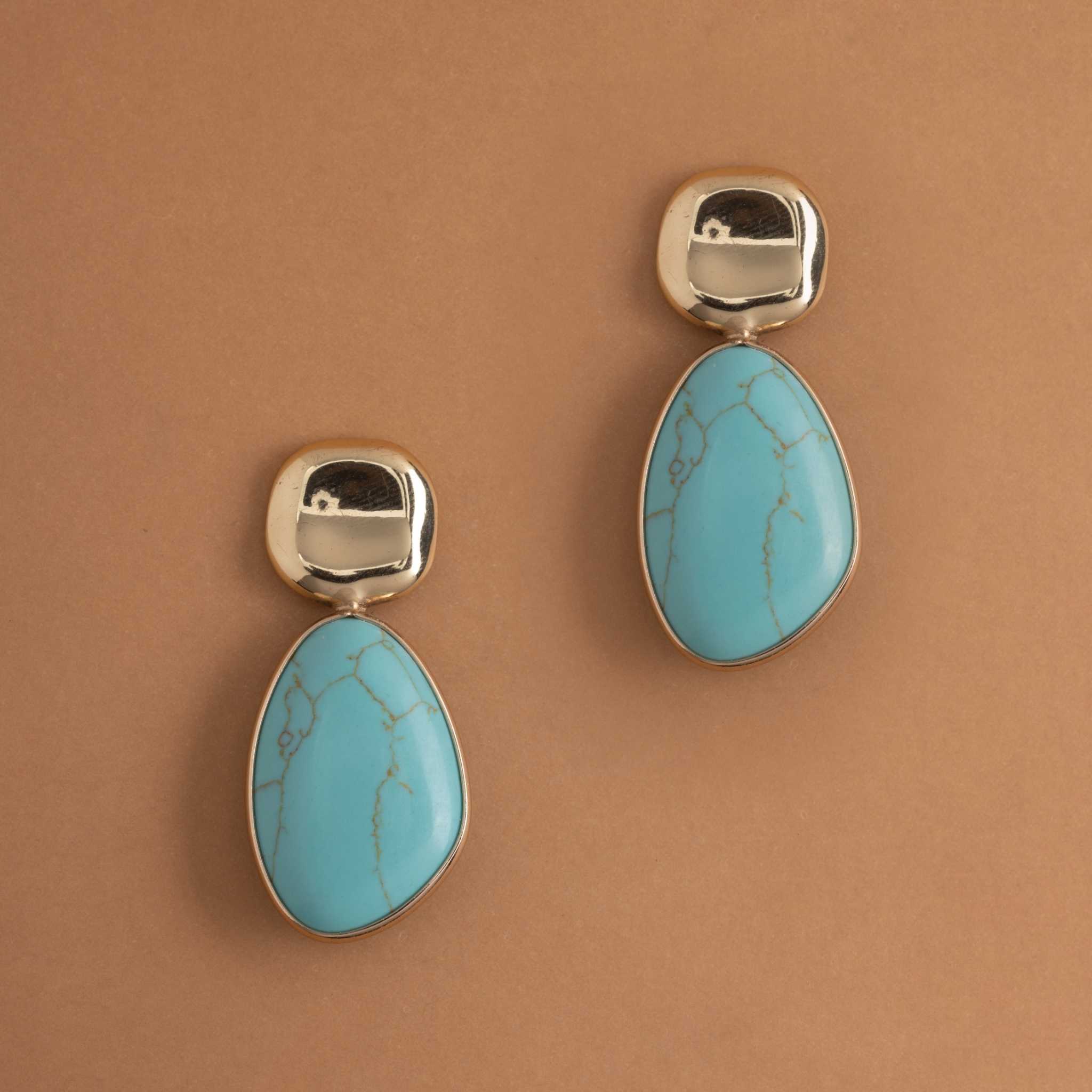TURQUOISE GOLD DROP EARRINGS