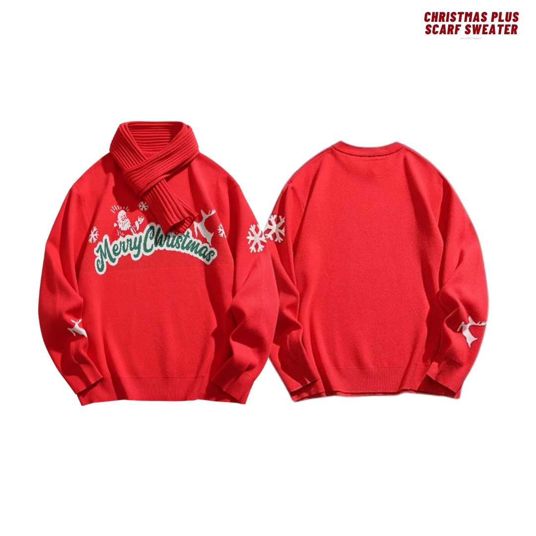 (พร้อมส่ง) Jeera168 | Christmas plus scarf sweater