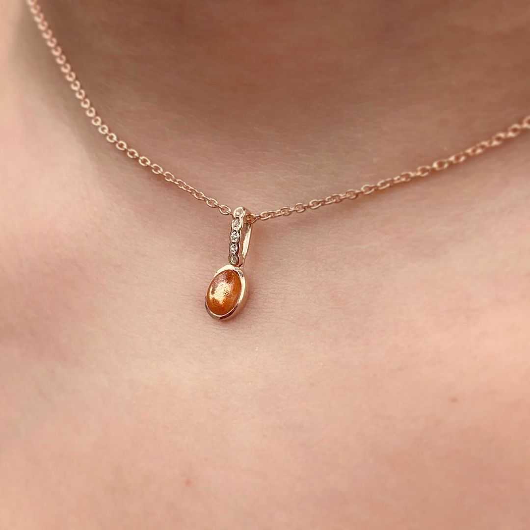 จี้พลอย Oval #minimpendant P053
