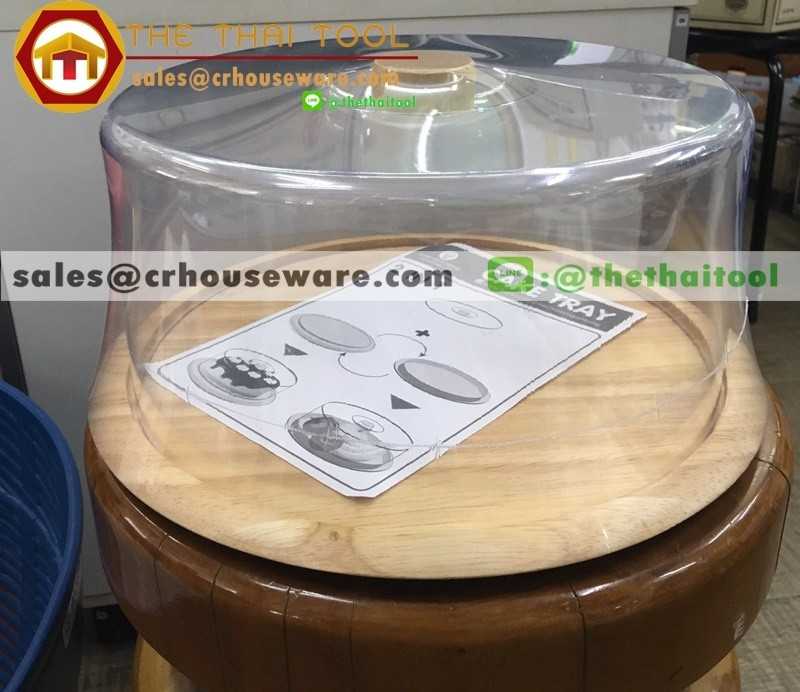 ฝาครอบขนมเค้ก 2 Pounds ฐานไม้ 005-421W-2P