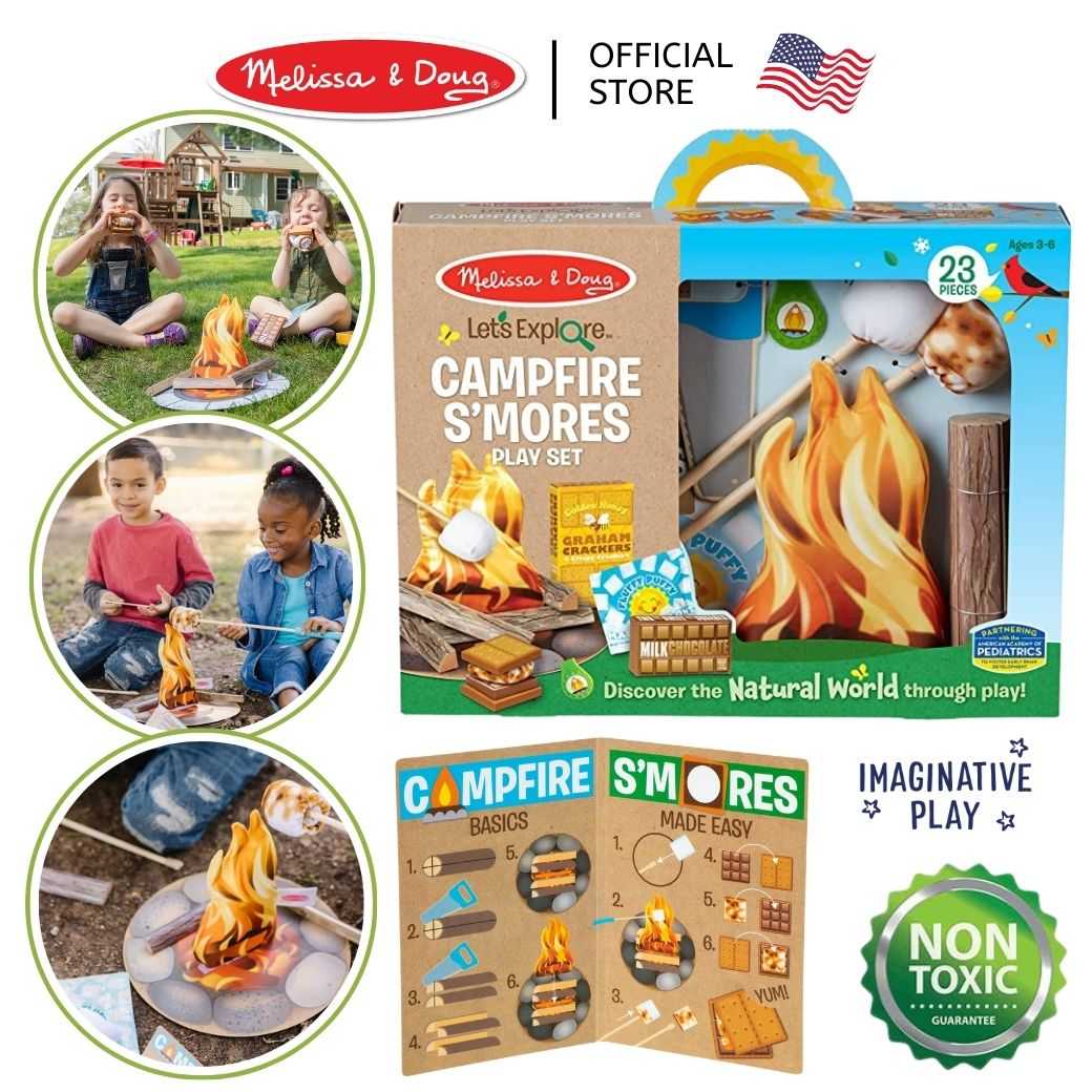 (ของแท้ USA) ของเล่นแคมป์ปิ้ง ทำขนมสมอร์ ก่อไฟ Let's Explore Campfire S'mores Melissa & Doug 30822