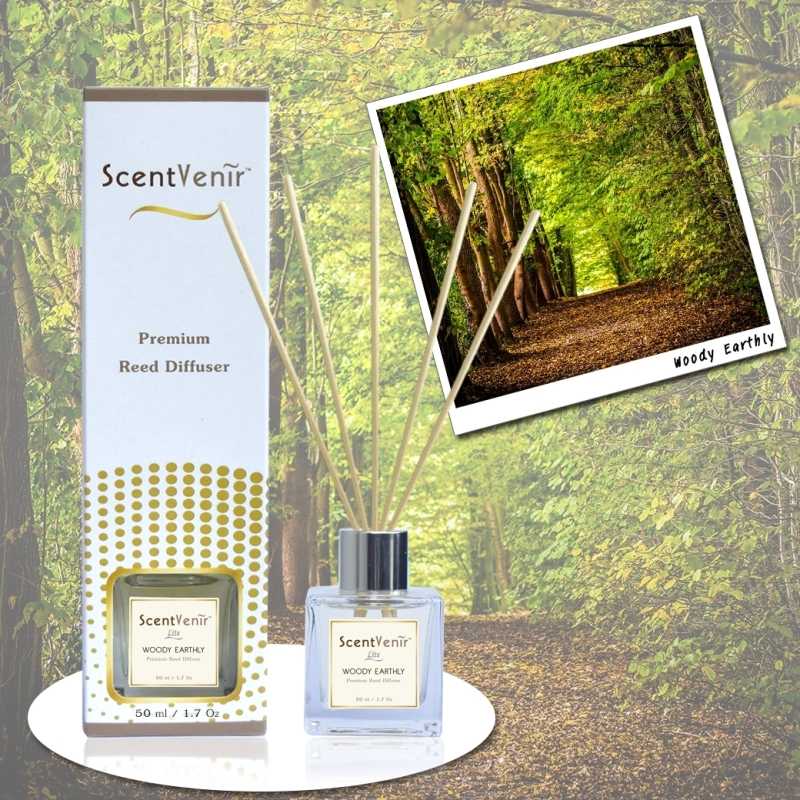 น้ำหอมปรับอากาศ ดิฟฟิวเซอร์ Reed Diffuser กลิ่นวู้ดดี้ เอิร์ธลี่ สูตรไลท์ 50 ml. (ใช้ได้นาน 45 วัน)