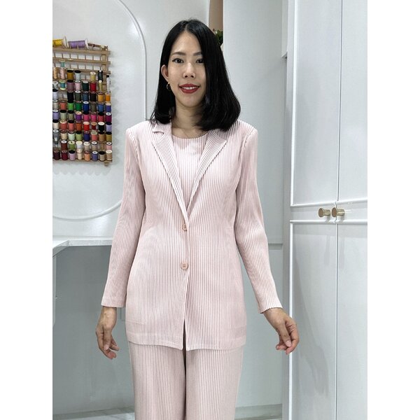 สูทเสริมบ่า!! 2MUAY รุ่น GJO2335-9 เสื้อคลุมพลีทคุณภาพ THICK COLLAR BUTTON FRONT PLEATED JACKET /...