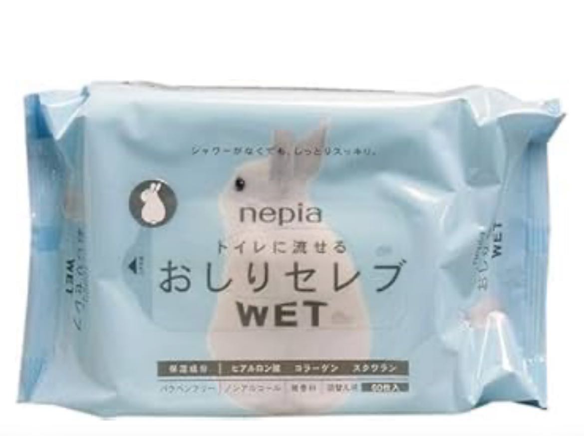 Nepia Wet Toilet Paper Neat and clean Unscented Wet Wipe Refill, Pack of 60