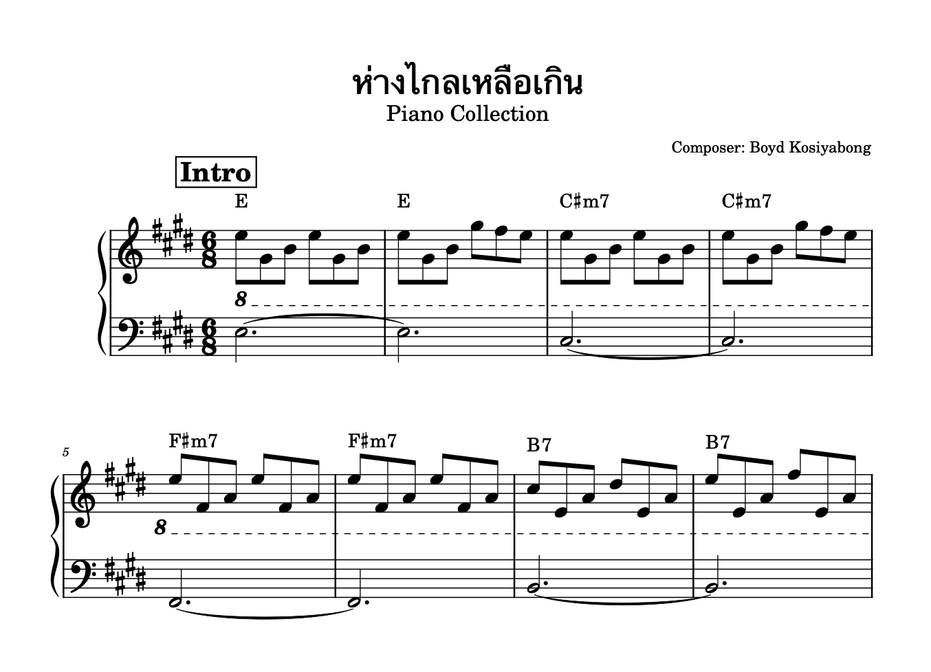 โน้ตเพลง ห่างไกลเหลือเกิน - Piano Collection (Lv 4)