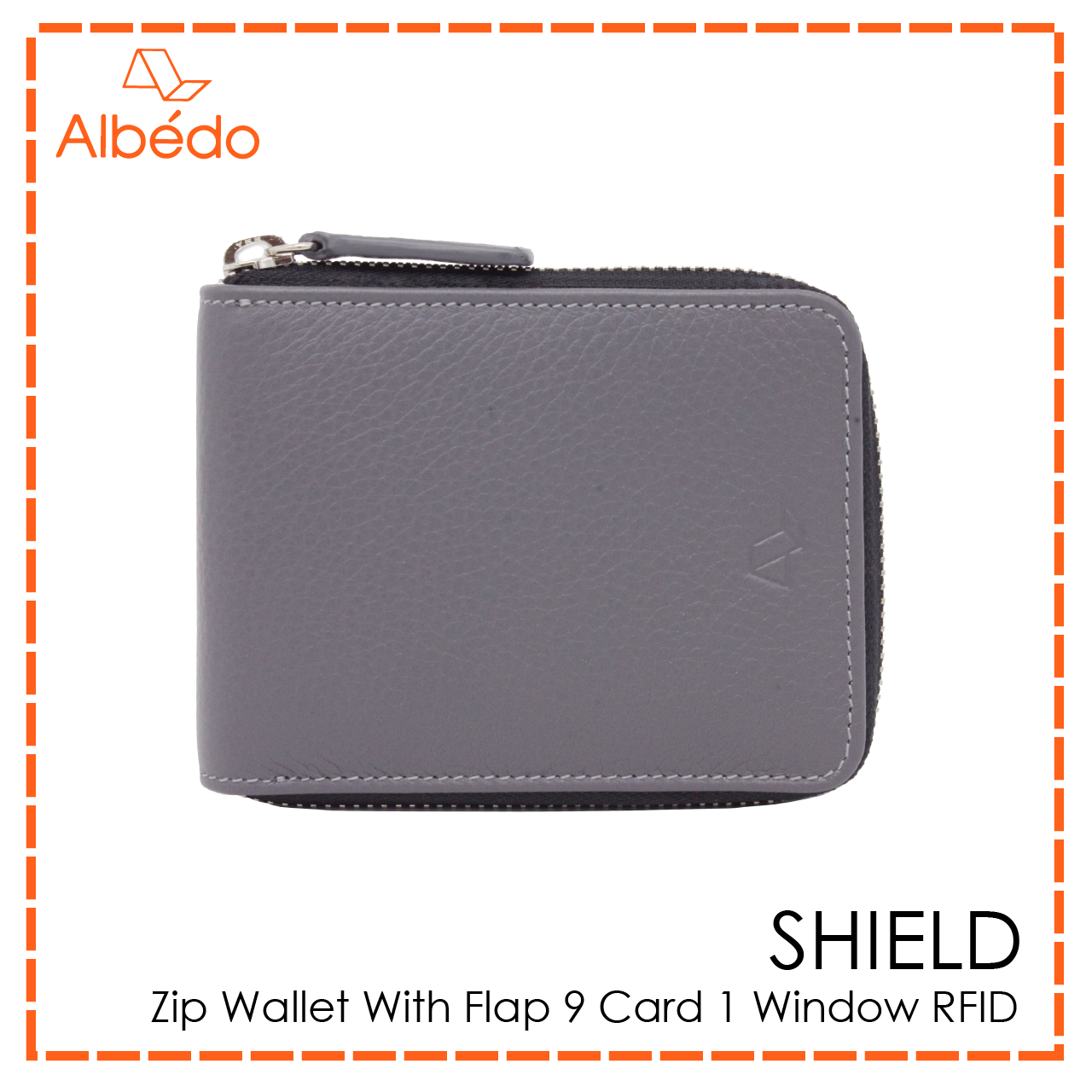 SHIELD ZIP WALLET WITH FLAP 9 CARD 1 WINDOW RFID-SL00295