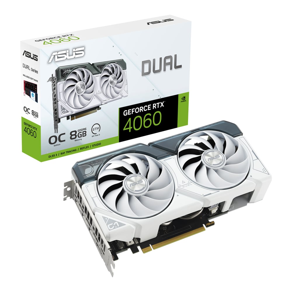VGA (การ์ดแสดงผล) ASUS DUAL GEFORCE RTX 4060 WHITE OC EDITION 8GB GDDR6 (DUAL-RTX4060-O8G-WHITE)