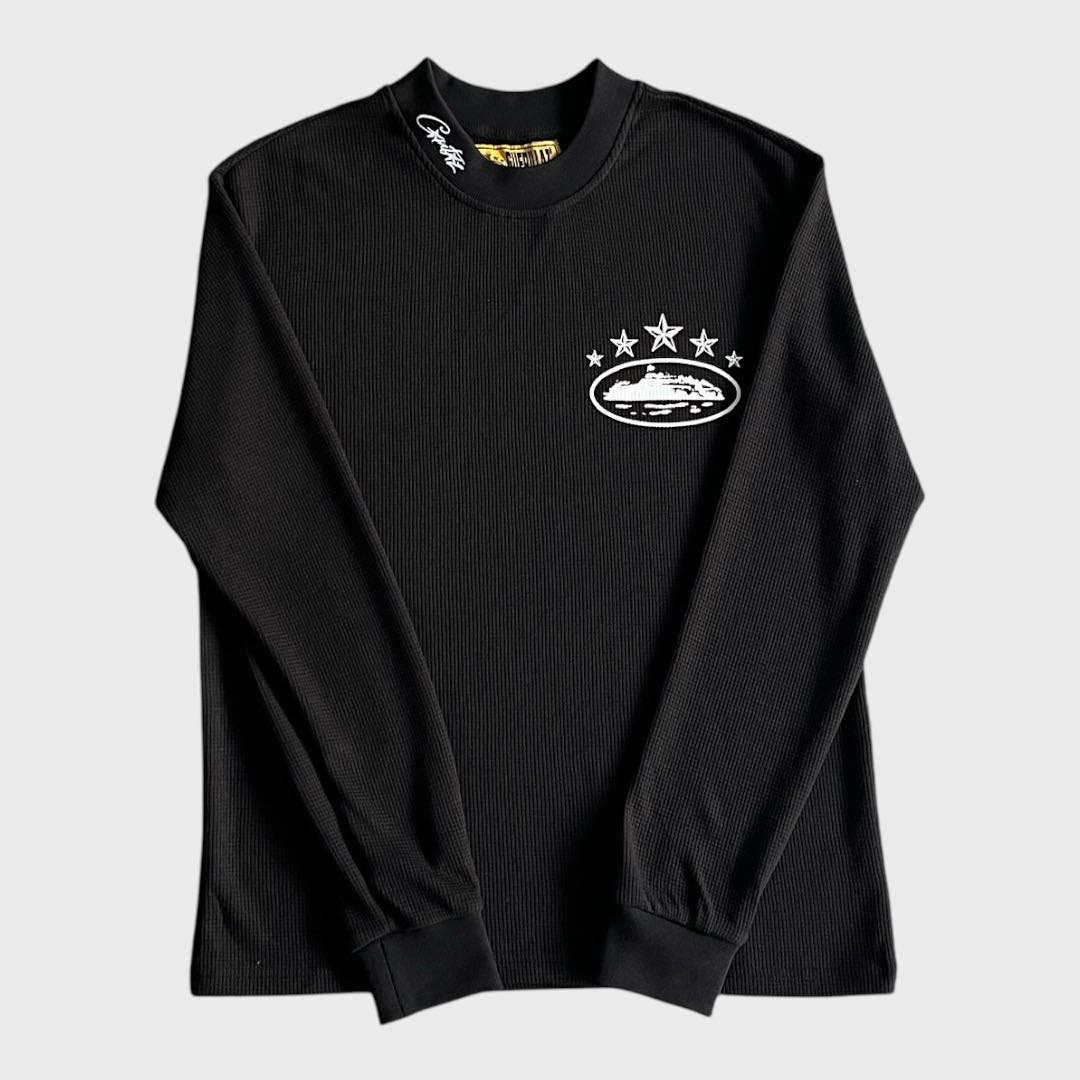 Corteiz 5 Starz Alcatraz Waffle Longsleeve Black