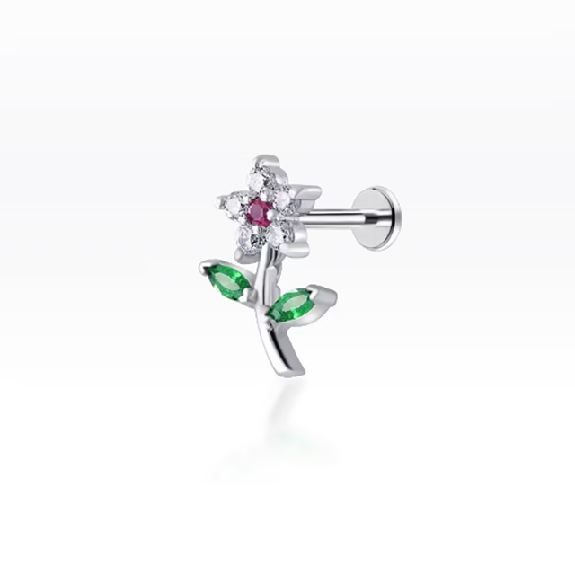 PiercingRoomByJay Dangle CZ Flower Flat Back เงินแท้ (ราคาต่อชิ้น)