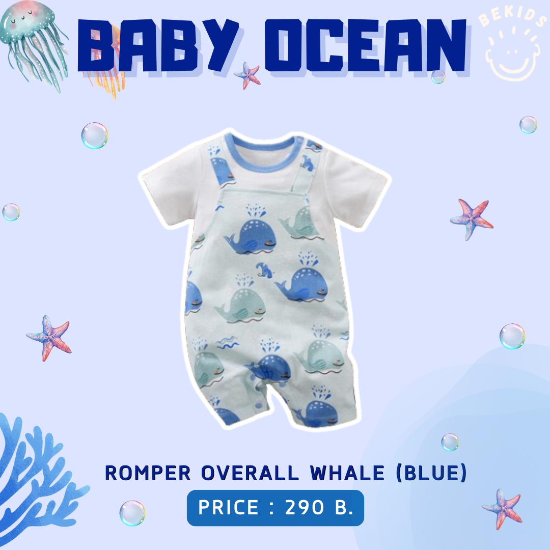 Romper Overall Whale (Blue)