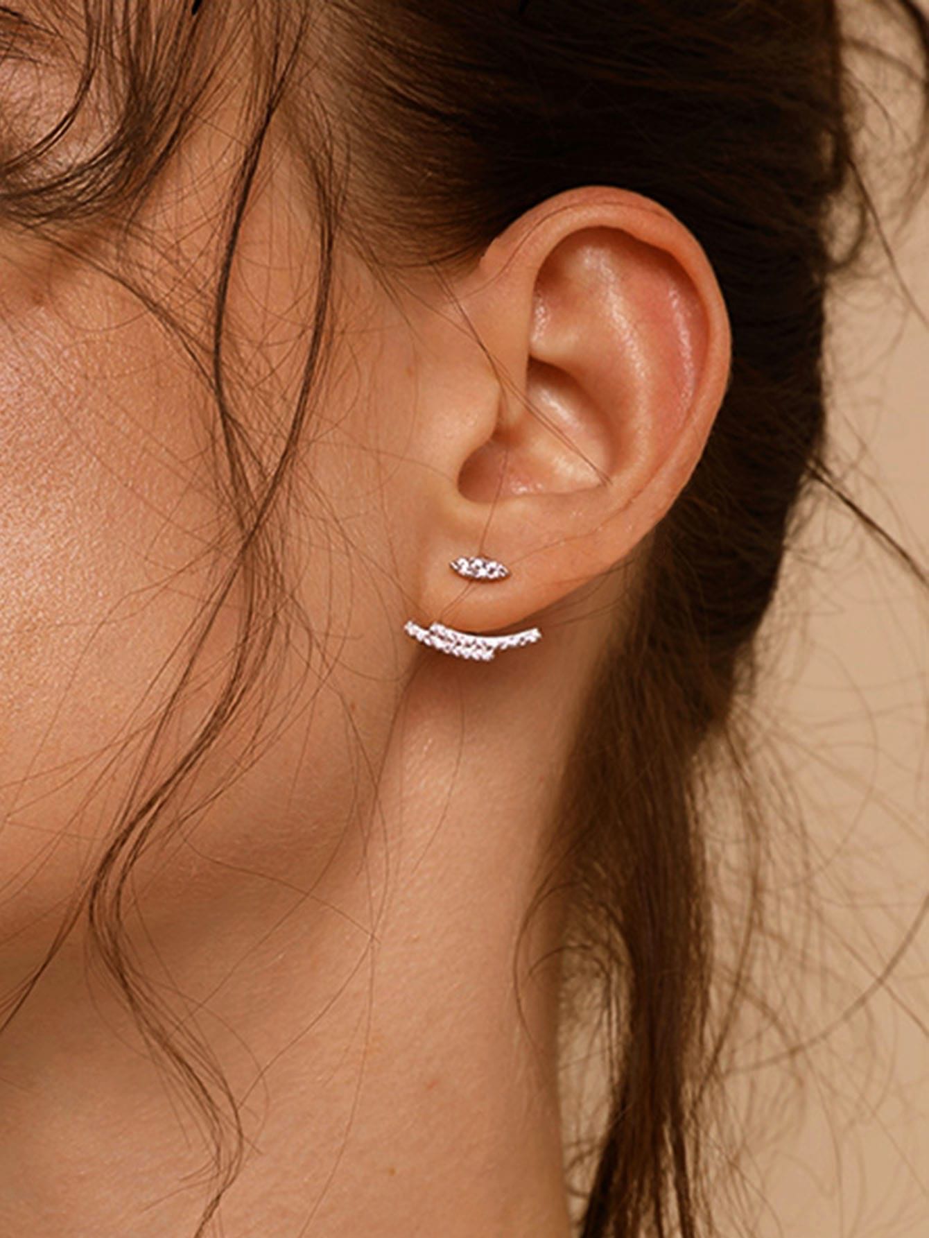 Rhinestone decor bar earrings