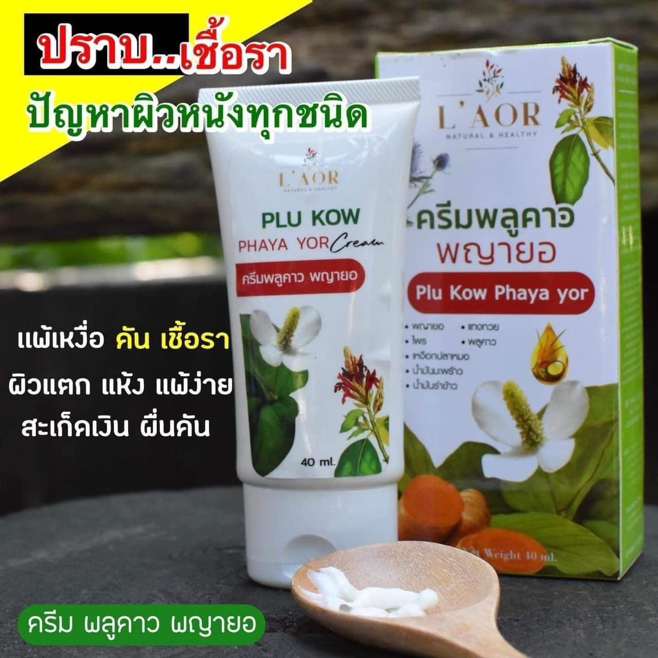 ครีมพลูคาว พลูคาวพญายอ Plu kow Cream 40ml. Plukow ครีมพญายอ ครีมสมุนไพรไทย สำหรับ