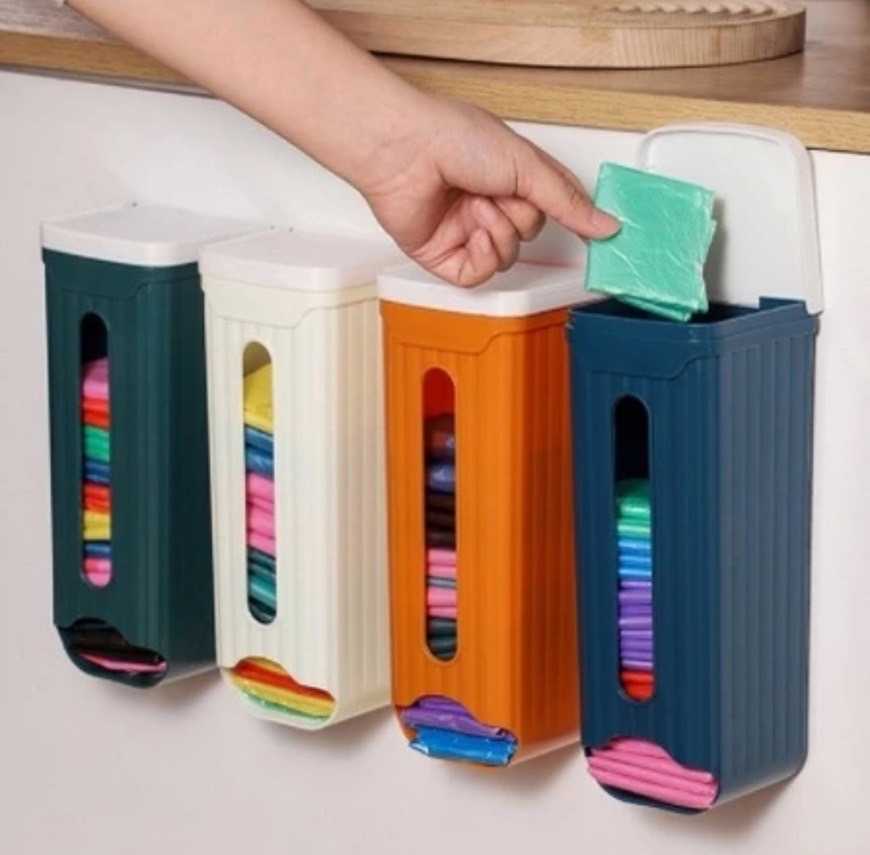 ที่เก็บถุงพลาสติก พร้อมฝาปิด ไม่ต้องเจาะ