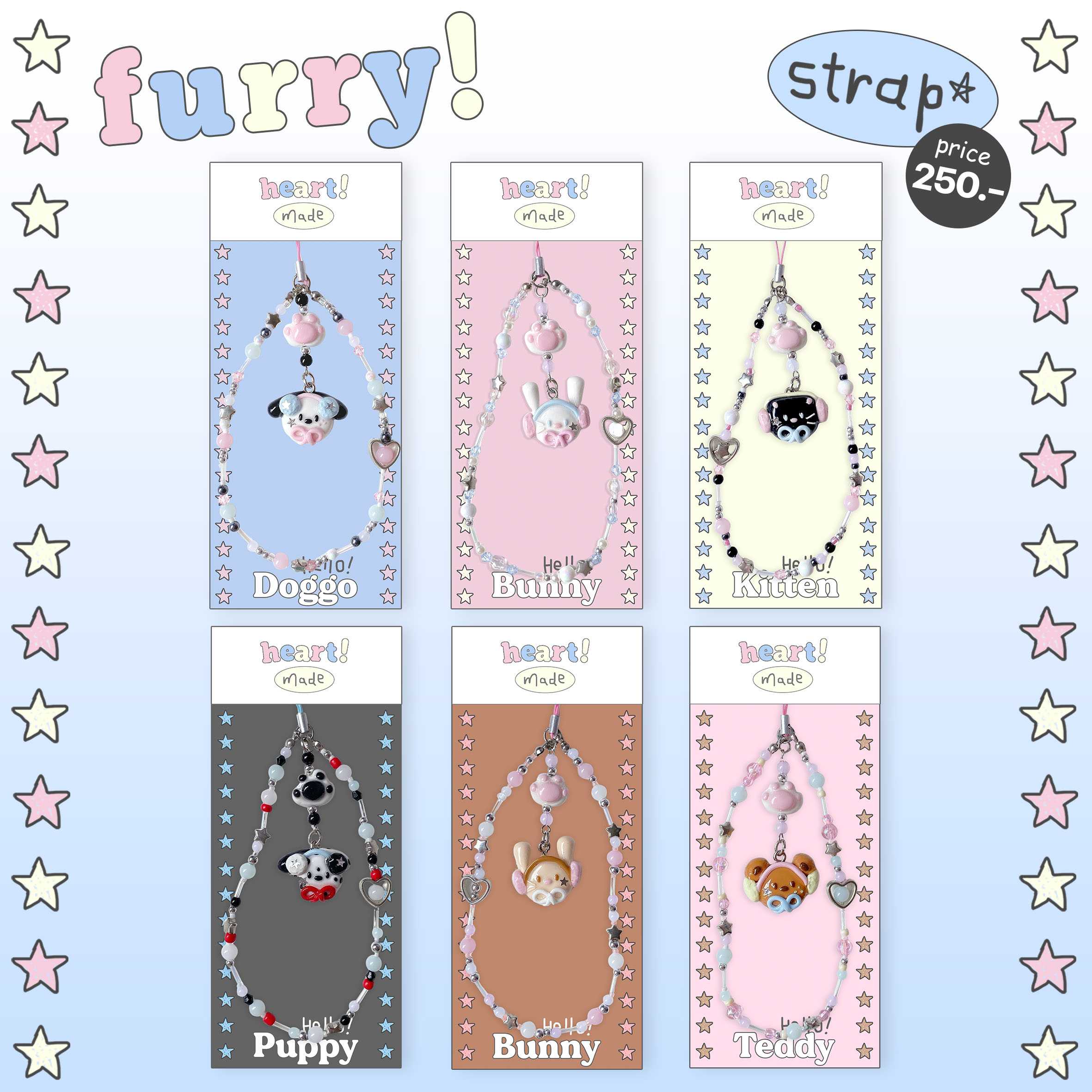 furry phone strap (สายคล้องโทรศัพท์ จี้ดินปั้น)