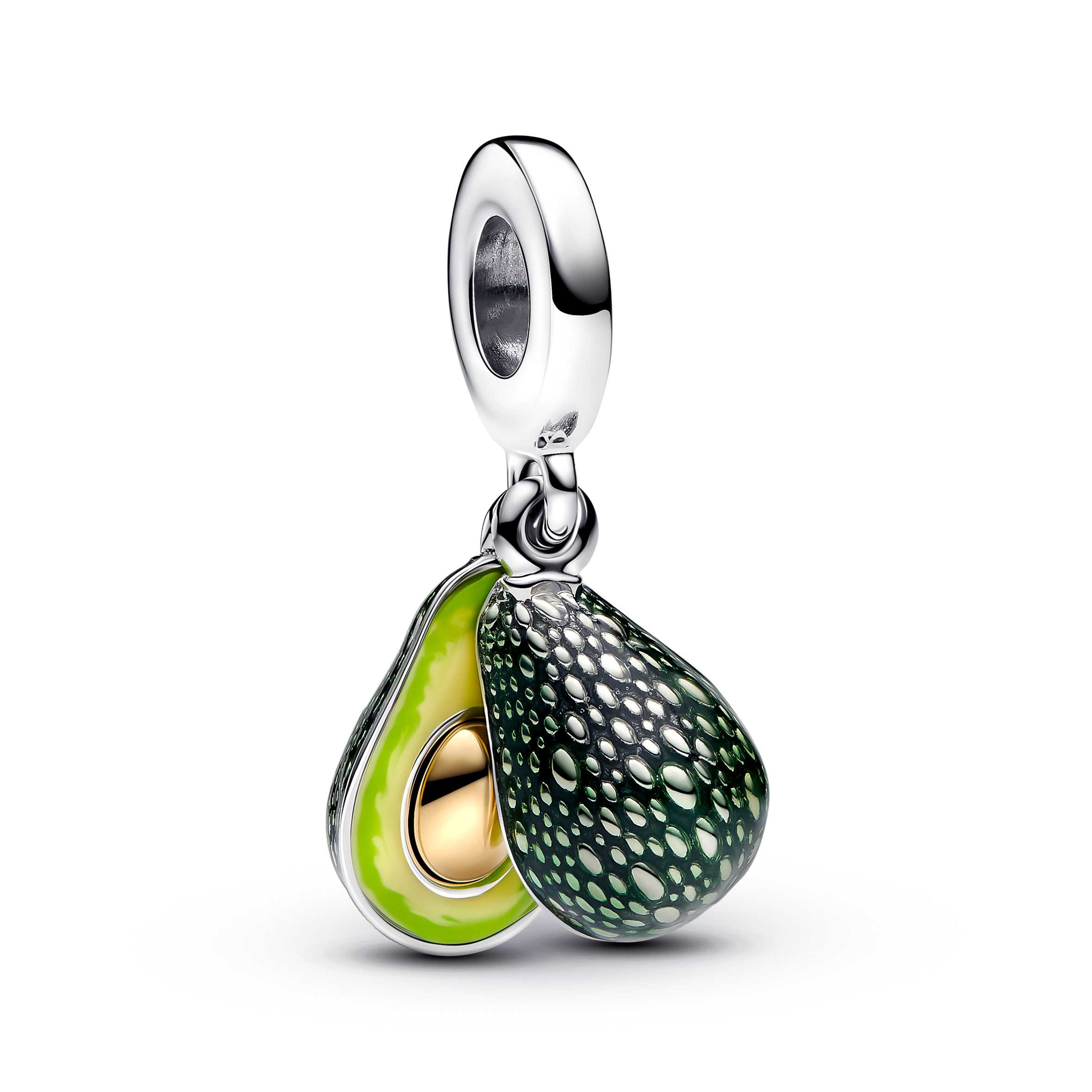 Avocado sterling silver and 14k gold-plated dangle with transparent green