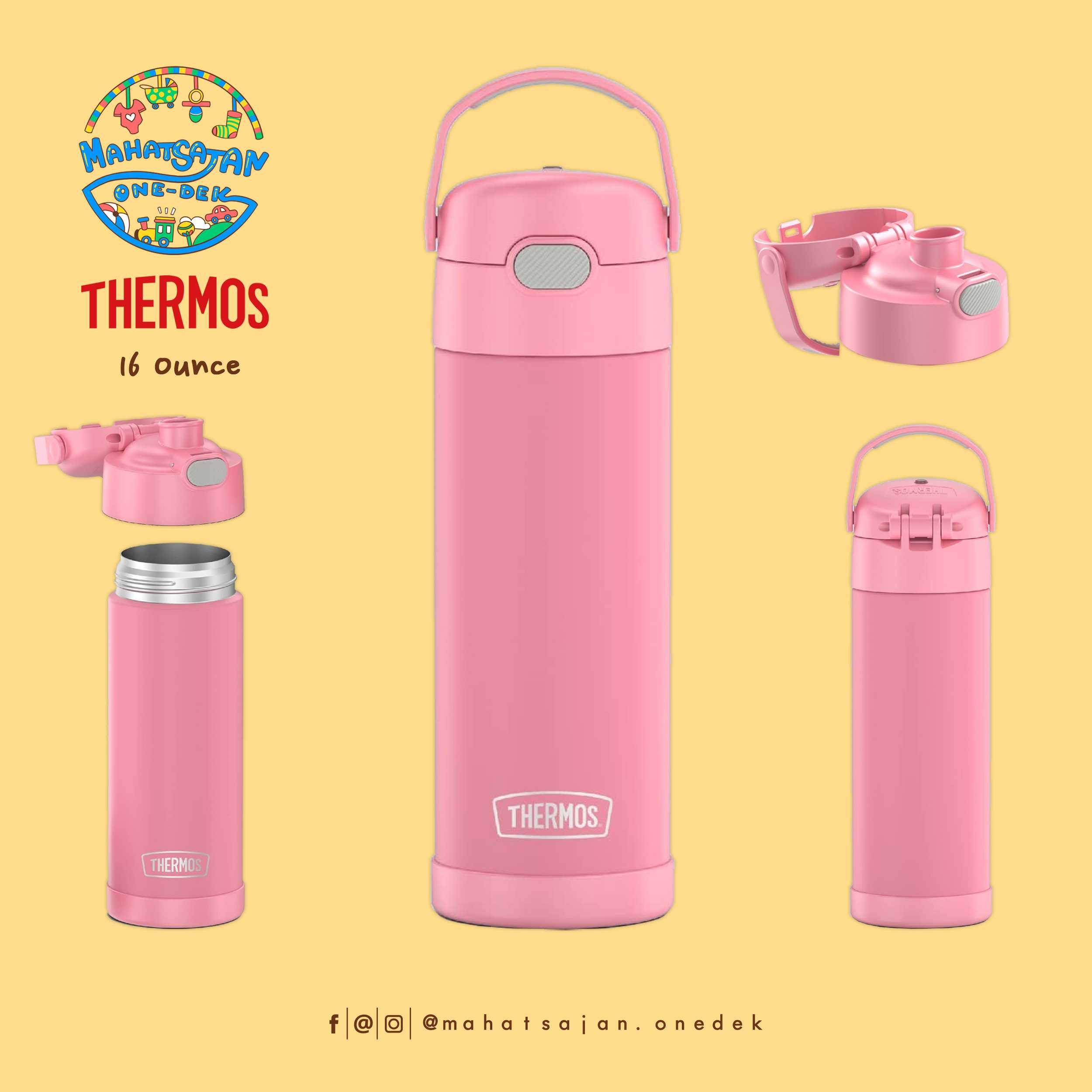 Light Pink The Funtainer 16 Oz Stainless Steel Water Bottle  กระติกน้ำเก็บอุณหภูมิ ยกดื่ม