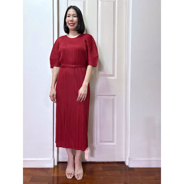 2MUAY รุ่น GJO5027-9 เดรสพลีทคุณภาพ SHORT SLEEVE PLEATED DRESS 3 สี FREE SIZE
