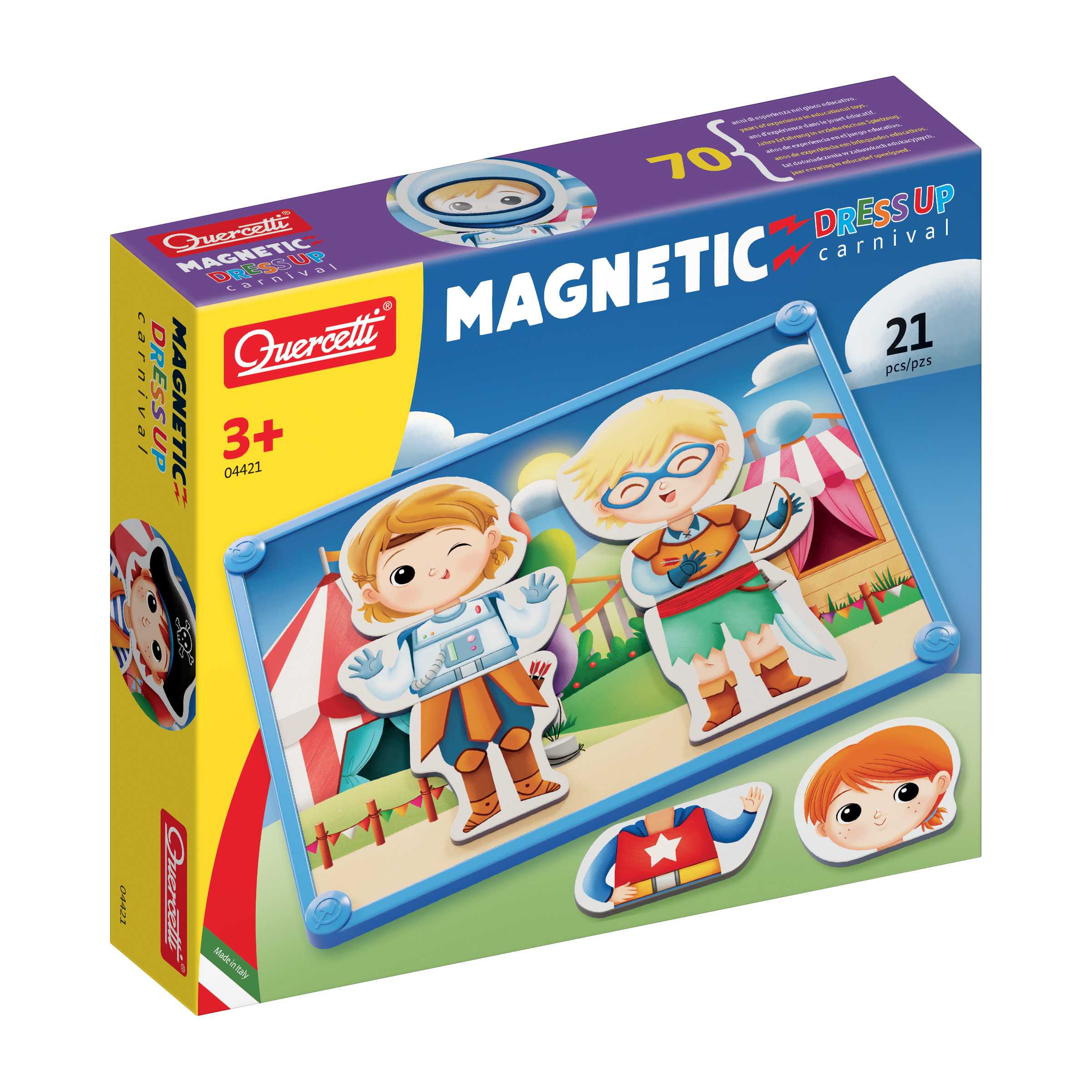 Quercetti Magnetic Dress Up - Carnival กระดานแม่เหล็กแต่งตัวตุ๊กตา รุ่นคาร์นิวัล