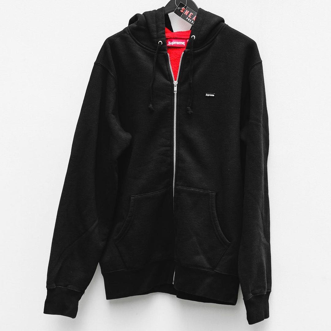 Supreme Small Box Logo Zip Up Black Hoodie