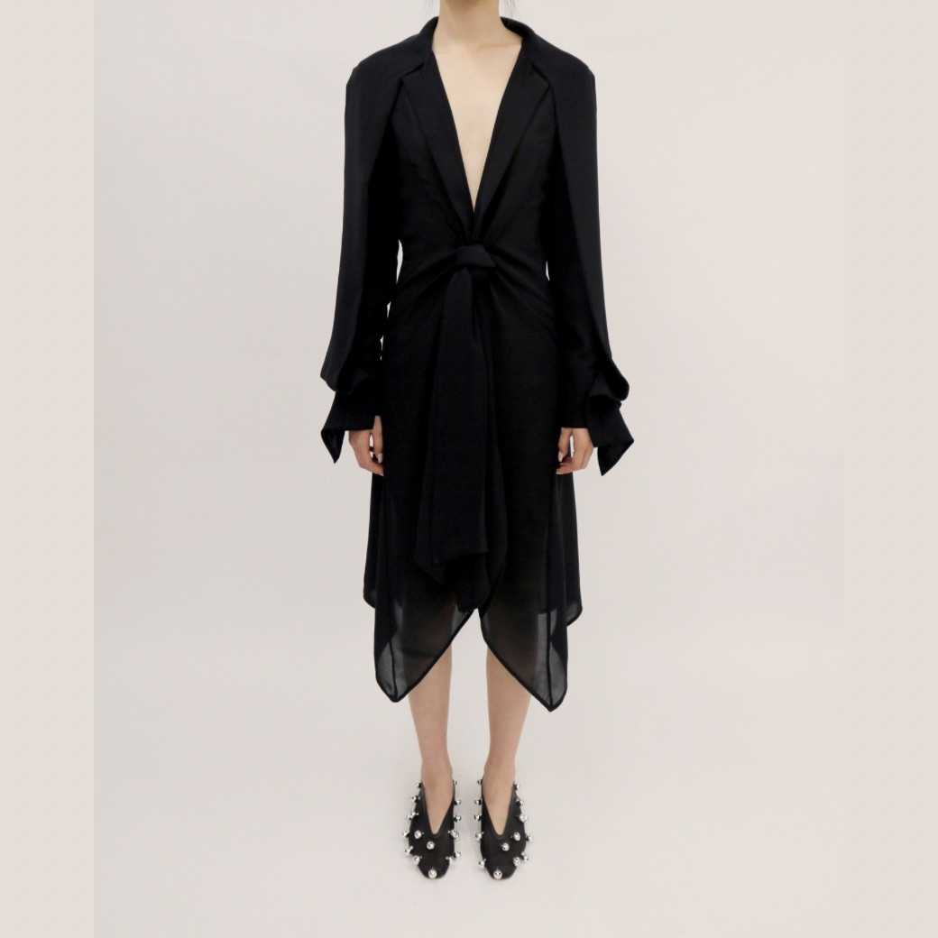 LEJE TARAE Draped Knot Dress - BLACK