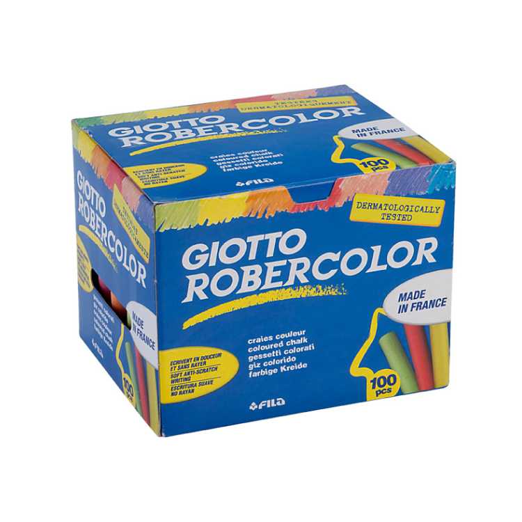 GIOTTO Box Of 100 Assorted Dust-Free Blackboard Chalk (ชอล์คเขียนกระดานไร้ฝุ่นคละสี 100 แท่ง) 539000