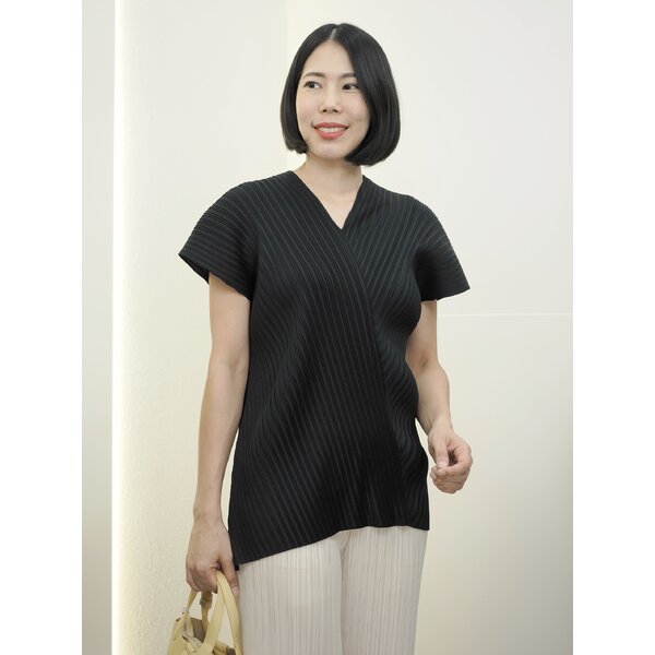 (กดรับคูปอง)CLEARANCE SALE!! 2MUAY รุ่น GM8371 เสื้ออัดพลีท V NECK PLEATED TOP 10 สี FREE SIZE