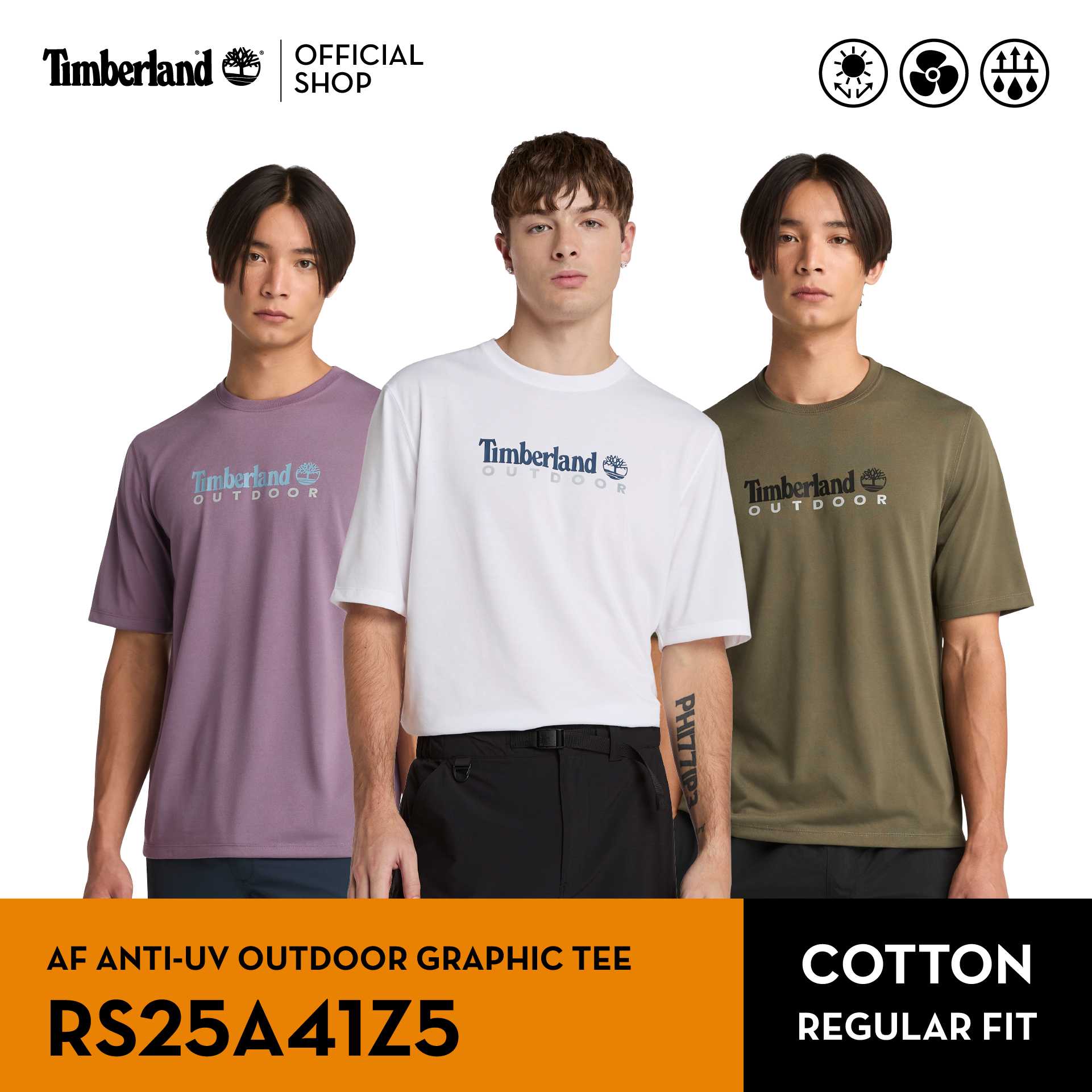 Timberland Men's AF ANTI-UV OUTDOOR GRAPHIC TEE เสื้อยืด (RS25A41Z5)