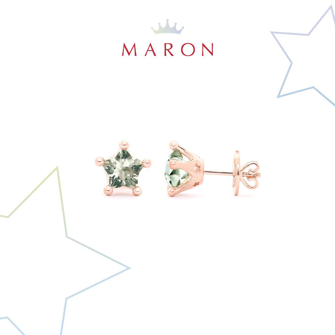 Little Mythical Stars Earring with Green Amethyst