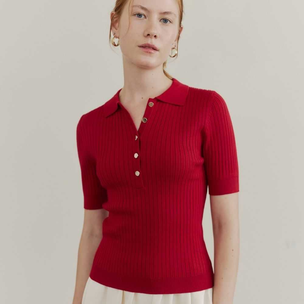 MAVE LIMITED COLOR เสื้อรุ่น Crema knit top สีั RED