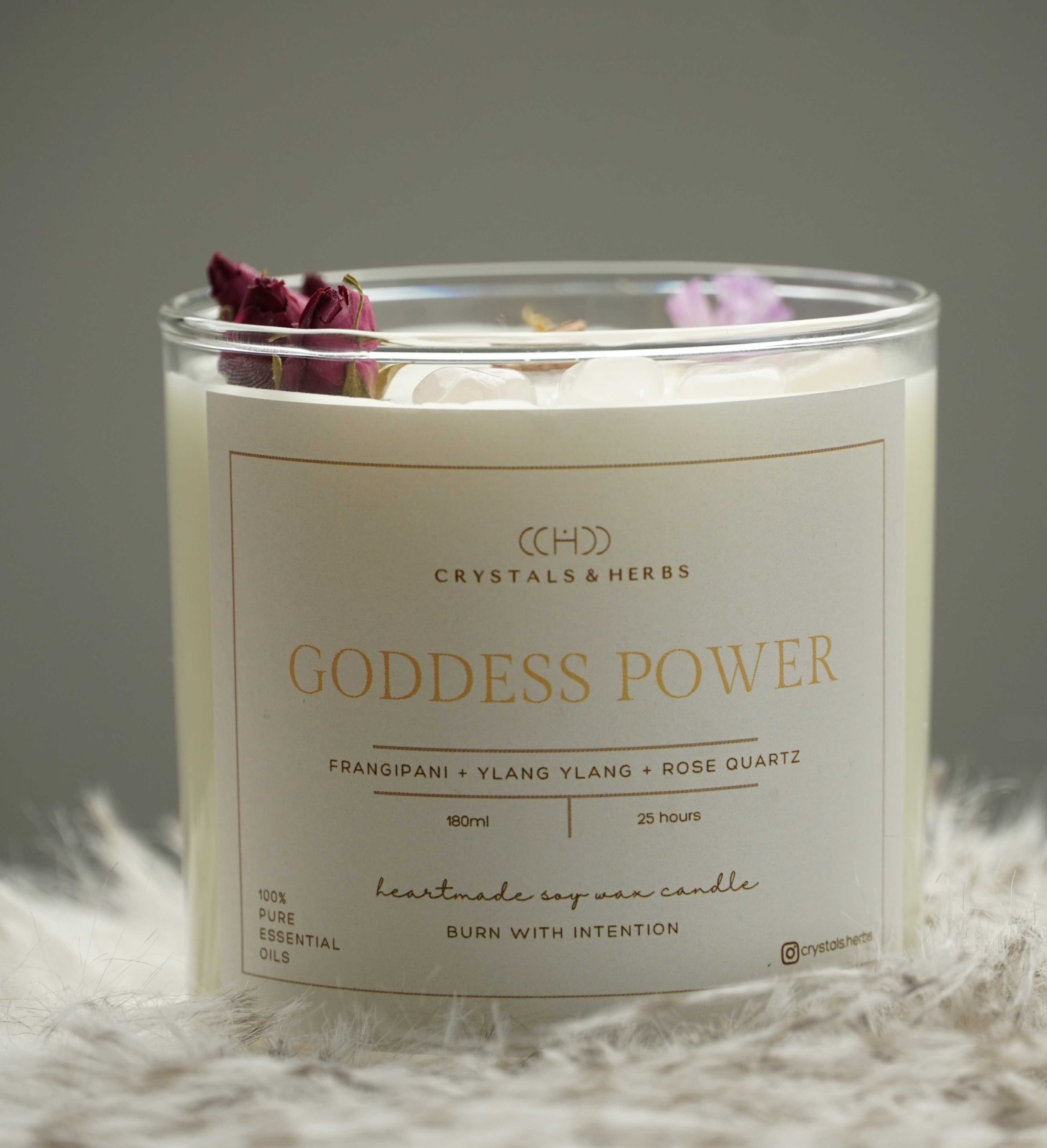 Goddess Power Soy Wax Candle 180ml-Crystals.herbs