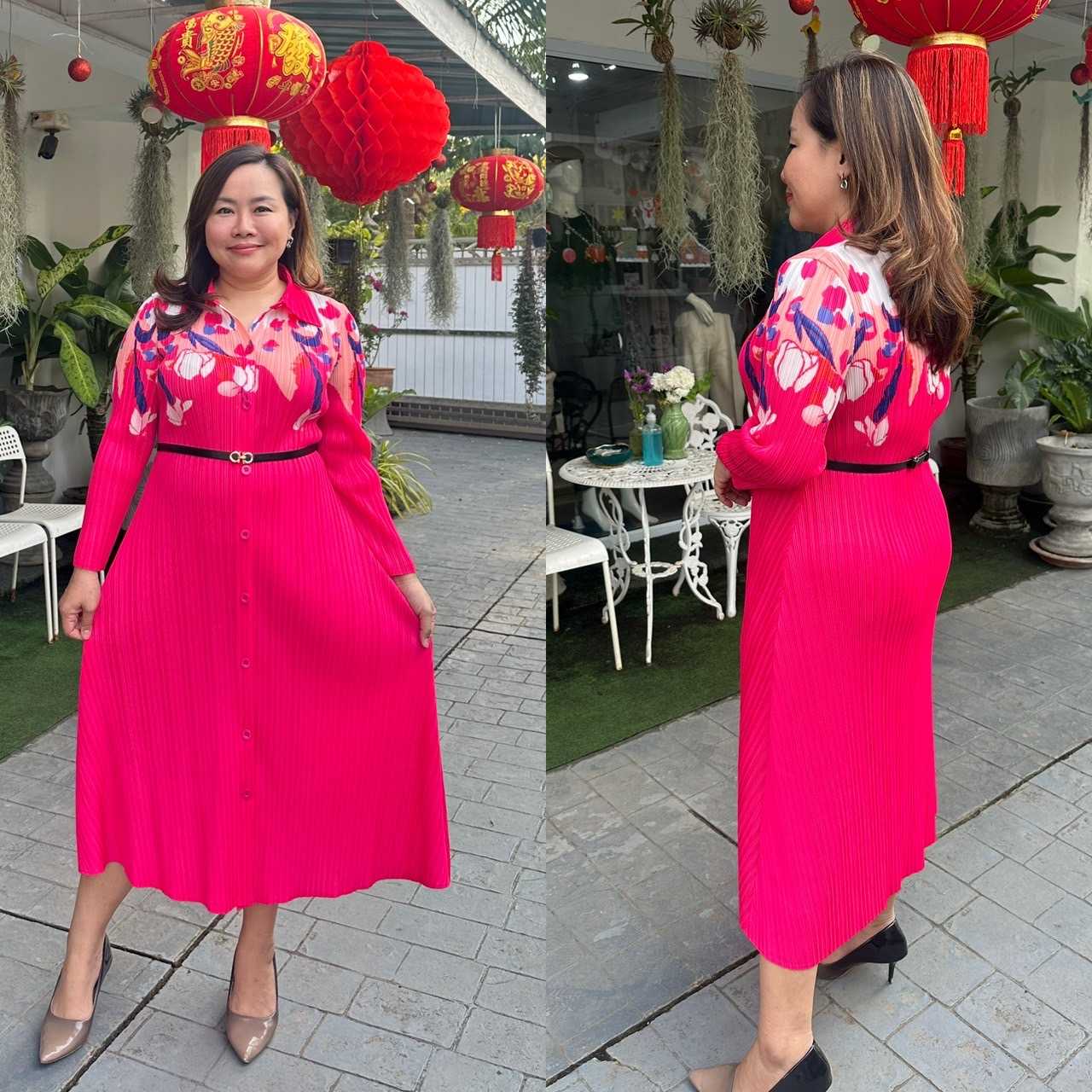 Pleatbynisa A652 เดรสอัดพลีท เนื้อผ้าPolyester100%
