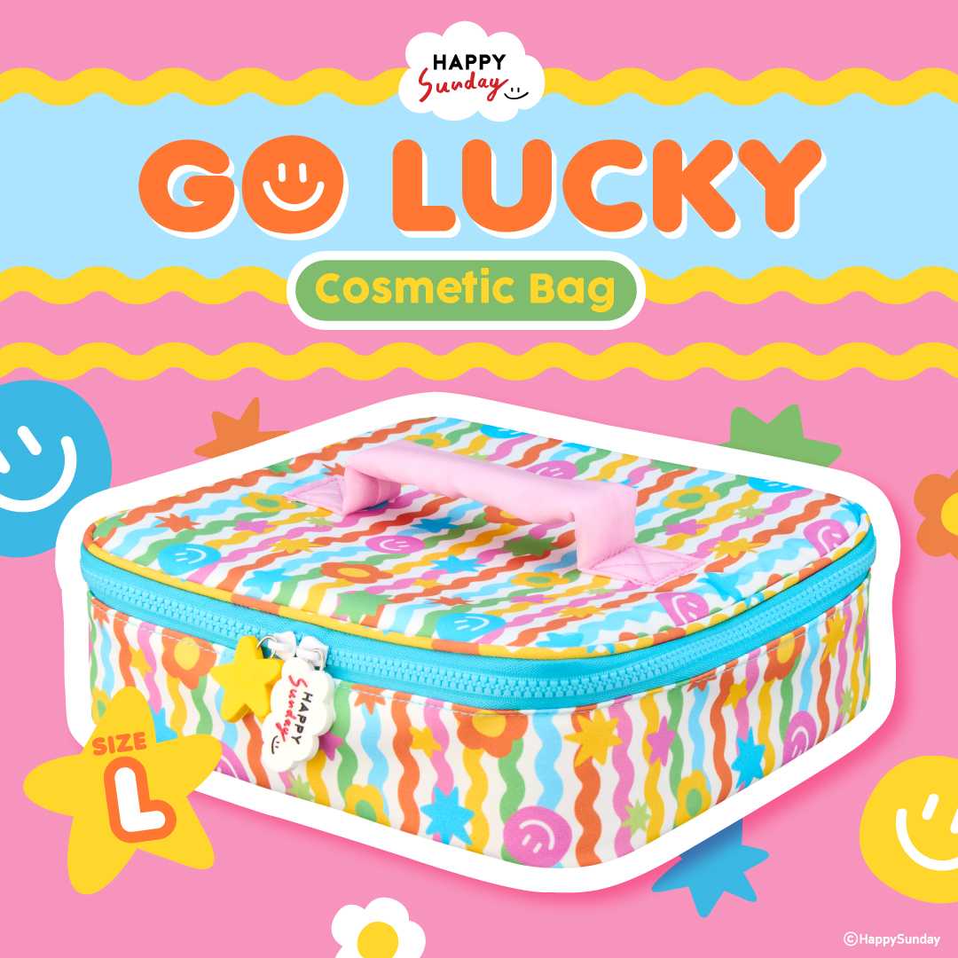 [SIZE L] HAPPY SUNDAY COSMETIC BAG กระเป๋าเครื่องสำอาง GO LUCKY