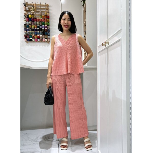 2MUAY รุ่น GJO11412 / GJO10316 เซ็ตอัดพลีท V NECK PRINTED PLEATED SET 4 สี FREE SIZE