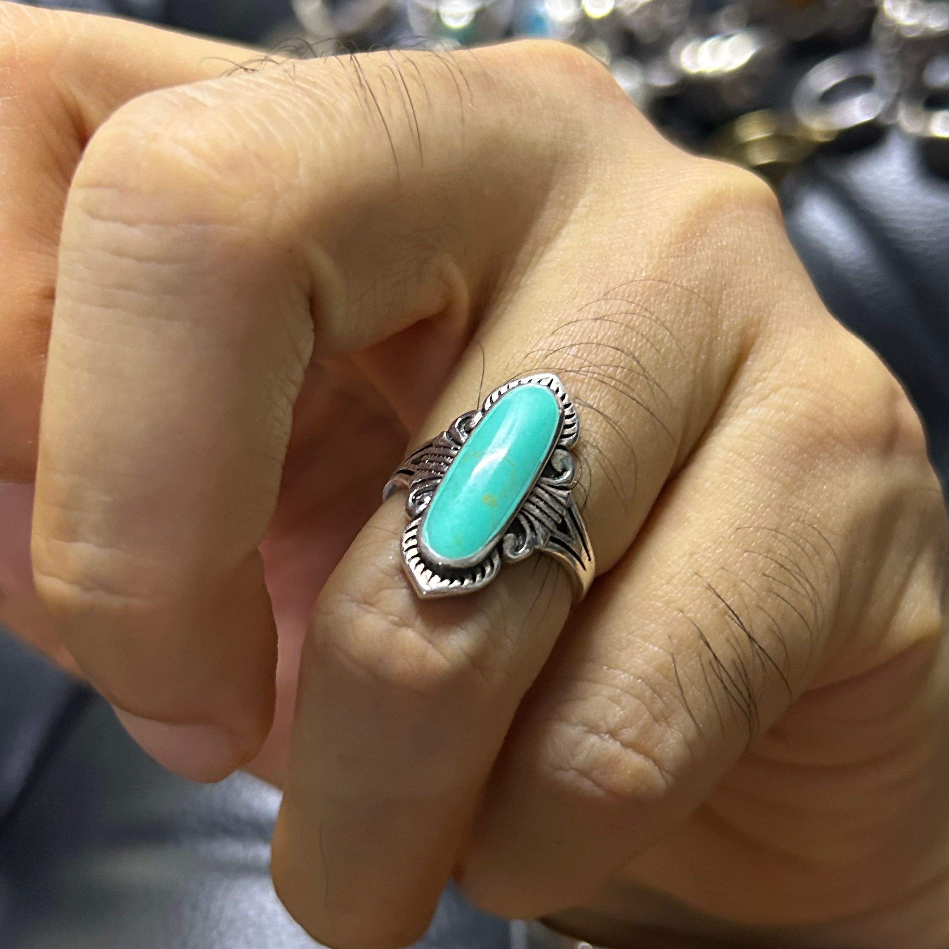 แหวนเงินแท้925 ประดับTurquoise ขนาด54