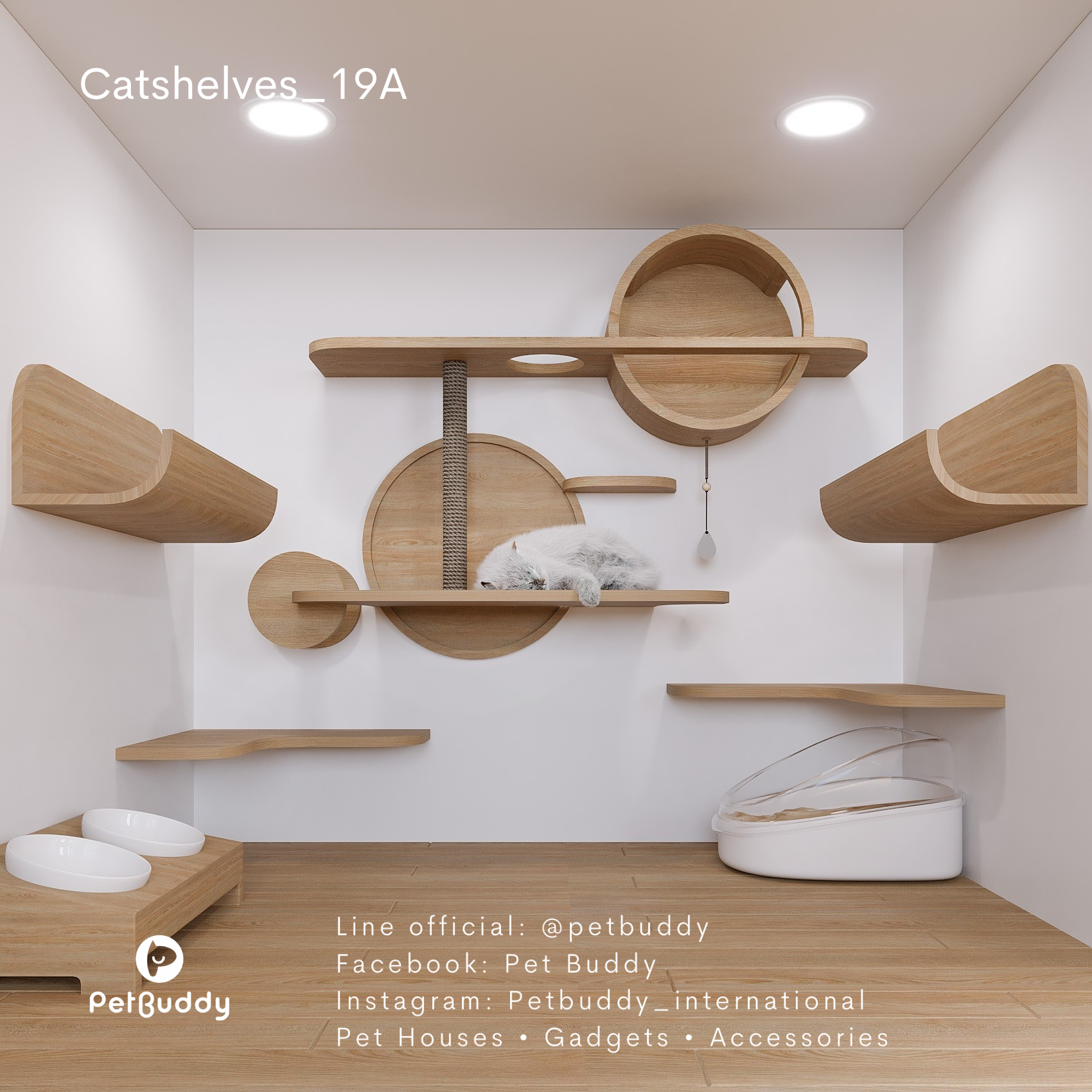 Catshelves_19A ชั้นแมวติดผนัง (แบบชุด)