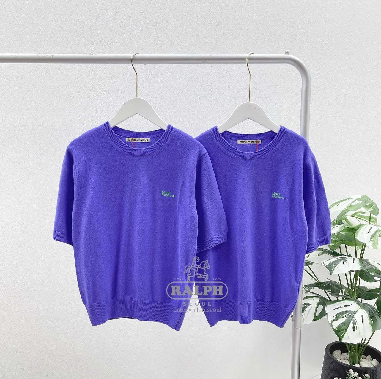 Mardi Cashmere Blended Top Short Sleeve (Purple)