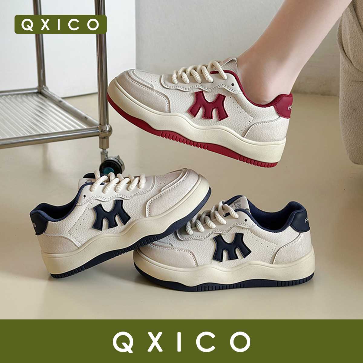 Qxico รุ่น QZ163 รองเท้าผ้าใบ รองเท้าแฟชั่น รองเท้างานหนังนิ่ม