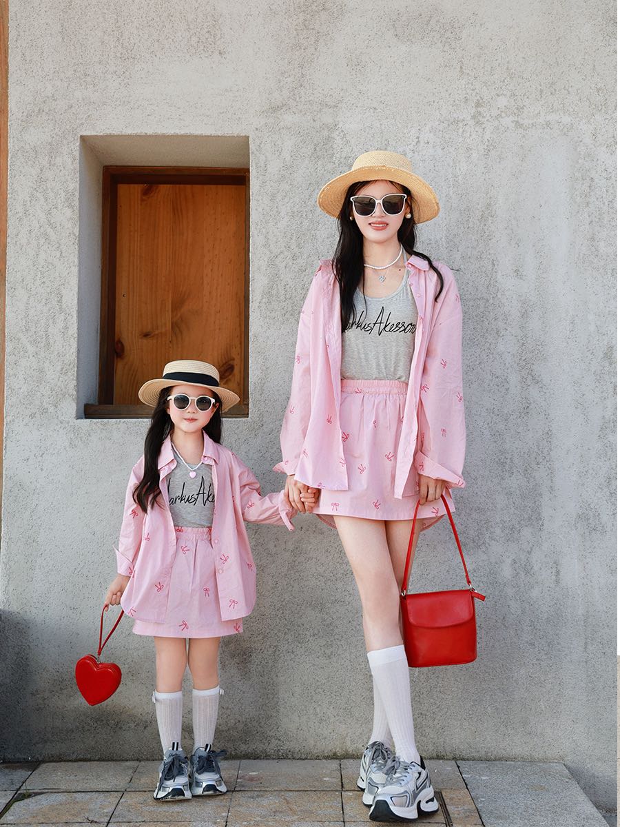 Pre order 12-18วัน ชุดคู่แม่-ลูก เสื้อเชิ้ตพร้อมกระโปรง
