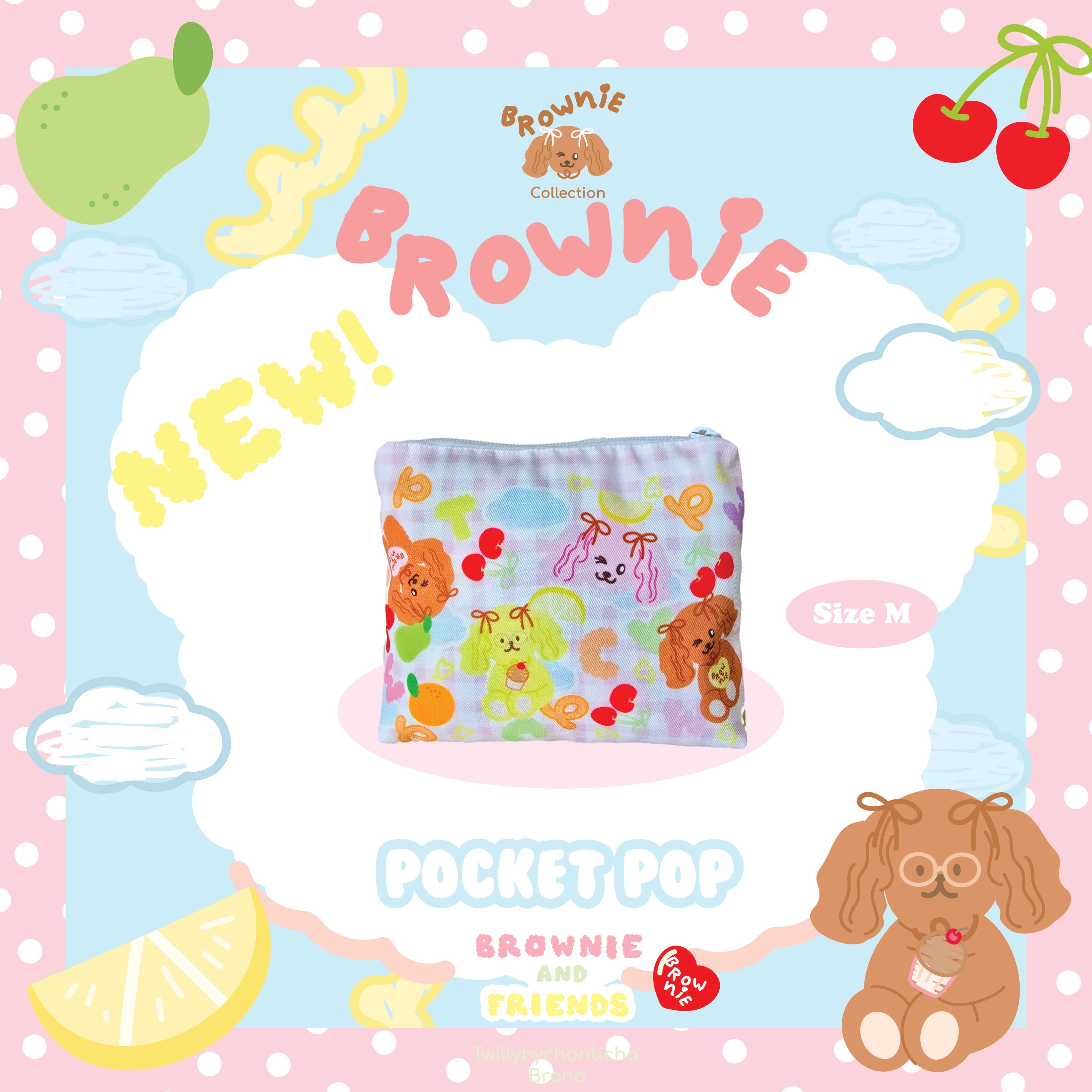Pocket pop ลาย Brownie & friends [กระเป๋าใบเล็ก size m มีซิป]