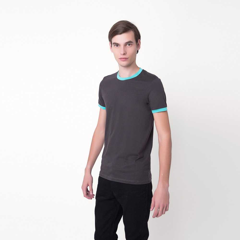 Contrast Tee - Charcoal/Mint